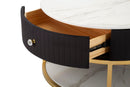 Tavolo da Caffe' Montpellier Nero Ø 75x36 cm in Ferro Legno 