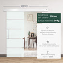 Porta Scorrevole Vetrata 75x210 cm Satinata a Strisce 