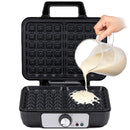 Piastra per Waffle Cialde Potenza 1000W Manici Termici e Rivestimento Antiaderente nero      