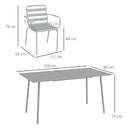 Set Tavolo e 6 Sedie Impilabili da Giardino in Acciaio Grigio Chiaro