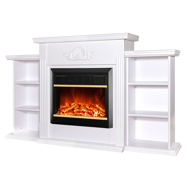 Camino Elettrico da Pavimento 78x115x27 cm Effetto Fiamma 1500W Firida & Mars Bianco prezzo