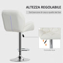 Sgabello da Bar Girevole 47x49x90-111 cm in Similpelle Bianco