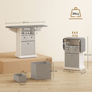 Mobile Asse da Stiro Pieghevole 121x37x89,5 cm a Rotelle con Ripiano Aperto e 3 Cassetti in MDF Bianco e Grigio      