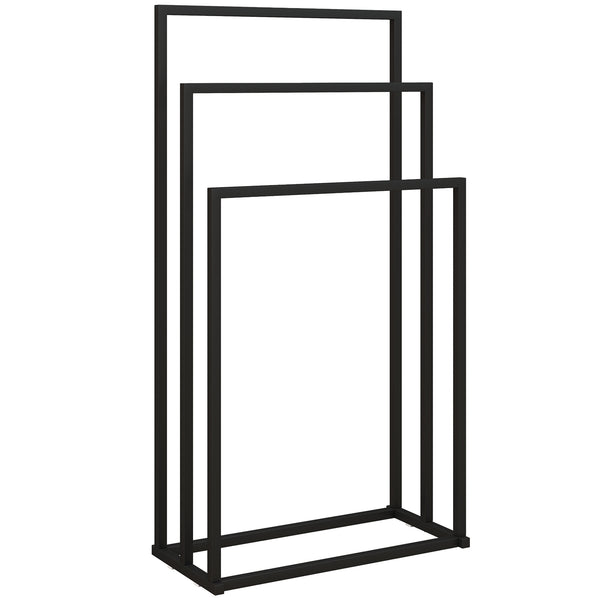 Portasciugamani da Terra a 3 Bracci Autoportante 45x21.5x85 cm in Acciaio Nero sconto