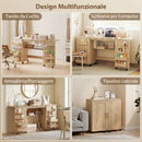 Tavolo Cucito Pieghevole 160x40x81,5 cm con Ruote 4 Contenitori 20 Perni e Ripiano in Truciolato Quercia      