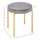 Set 4 Sgabelli Imbottiti Ø41,5x46 cm in Poliestere Vellutato Oro e Grigio