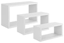 Set 3 Mensole da Parete Rettangolare in Fibra di Legno Trittico Bianco