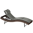 Lettino Prendisole da Giardino 60x198x44 cm Forma S con Cuscino a 5 Posizioni in Rattan Marrone      