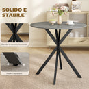 Tavolo da Pranzo Rotondo Stile Industriale Ø80x75 cm con Piano in Truciolare e Gambe a Croce in Acciaio Grigio      