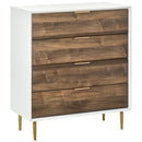 Cassettiera con 4 Cassetti 80x40x93,5 cm in MDF Bianco e Noce