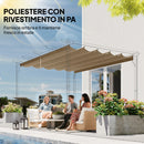 Tetto per Pergola 350x260 cm con 10 Fori di Drenaggio in Poliestere Marrone Chiaro      