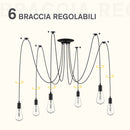 Lampadario a Soffitto Moderno a Sospensione 6 Luci E27 Ø34x16 cm  Nero