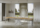 Tavolo Allungabile 120-380x90x77 cm Volantis Quercia Natura Telaio Bianco 