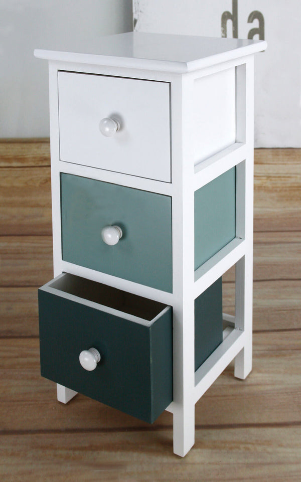 Cassettiera 3 Cassetti in Legno 25x25x56 cm Rosy Bianco e Multicolor prezzo