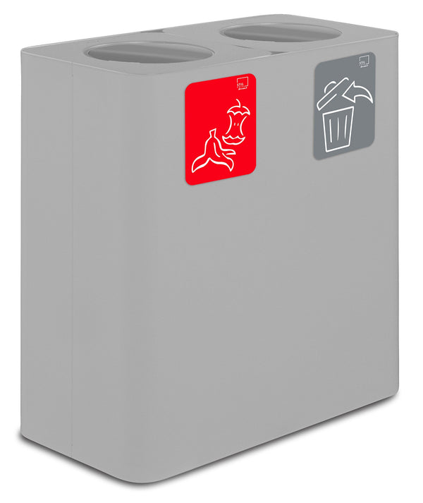 acquista Pattumiera Sistema di Raccolta Rifiuti 77x38xh80 cm in Acciaio 3 Scomparti Bianco