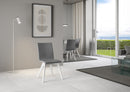 Sedia 52x52x87 cm Trudy gambe bianche in Similpelle Grigio