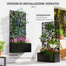Fioriera Rettangolare con Traliccio Decorativo per Piante Rampicanti 61x23x113 cm da Terra e Parete Nero   