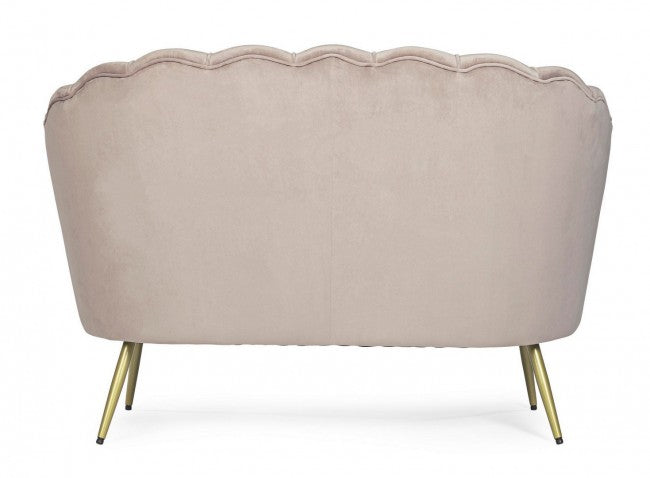 Divano 2 Ripiani Giliola in Tessuto effetto Velluto Grigio Chiaro