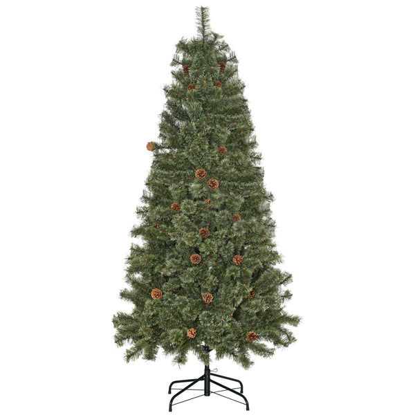 online Albero di Natale Artificiale H180 cm 450 Rami con Pigne Decorative e Base in Metallo Verde