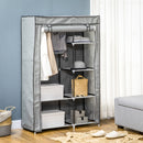 Armadio Guardaroba da Campeggio 103x43x162,5 cm 6 Ripiani Aperti e un Appendino in Tessuto non Tessuto Grigio