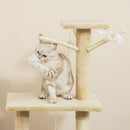 Albero Tiragraffi con Cuccia per Gatti in Legno Sisal Naturale Beige 40x30x131 cm 