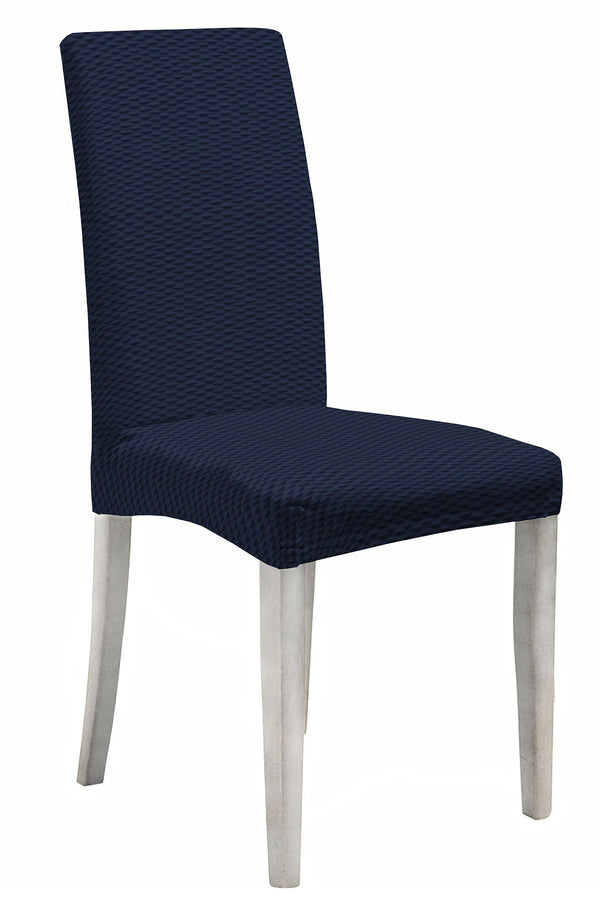 Set 2 Coprisedie con Schienale Elasticizzati in Poliestere Fashion Blu Scuro online