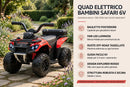 Quad Elettrico per Bambini Safari 6V con Bauletto Posteriore Rosso