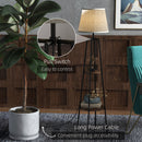 Lampada da Terra Ø42x166 cm in Metallo e MDF Nero e Marrone