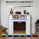 Camino Elettrico da Pavimento 105x27x97 cm 1800W Regolabile con Fiamma 3D Timer e Telecomando Bianco      