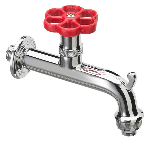 acquista Rubinetto per Fontana da Giardino in Ottone Cromato con Ghiera in Tinta Belfer RUB/018 Rosso