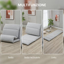 Poltrona da Terra 71x72x60 cm Schienale Reclinabile in Tessuto Grigio Chiaro
