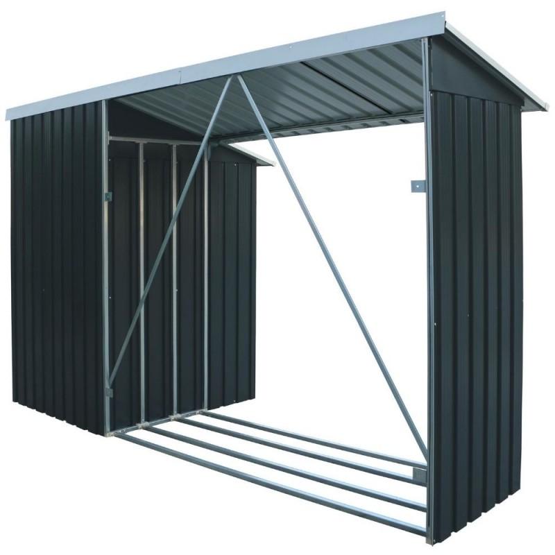 Legnaia da Giardino 272x100x160 cm in Metallo Antracite e Bianco