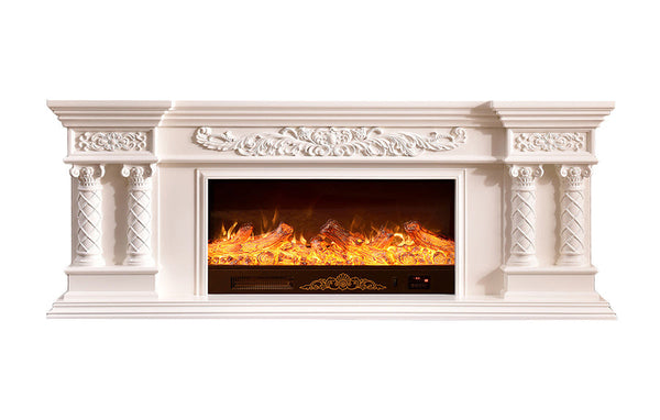 online Camino Elettrico da Pavimento 70x180x33 cm Effetto Fiamma 1500W Galiot Bianco