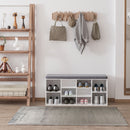 Panchina Scarpiera con Ripiani Regolabili in Legno Bianco e Grigio 104x30x48 cm 