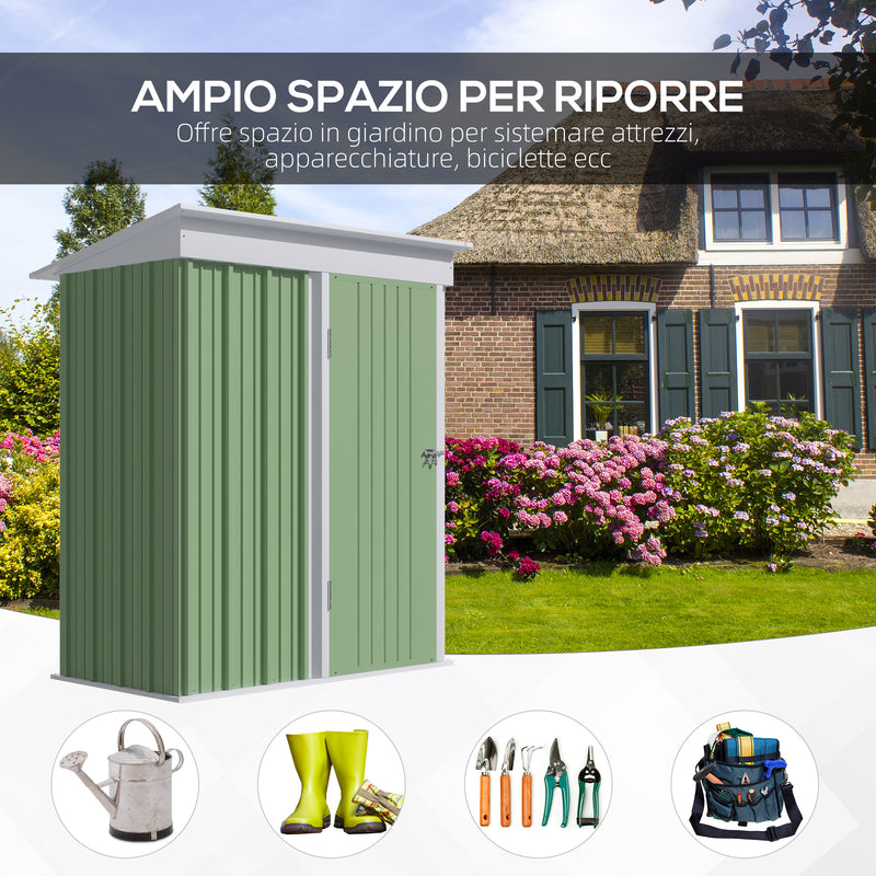 Casetta Box da Giardino 161x95x163/181 cm in Acciaio Verde