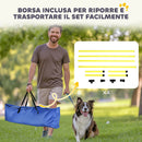 Set 4 Ostacoli Agility Dog per Addestramento Cani ad Altezza Regolabile con Borsa da Trasporto Giallo      