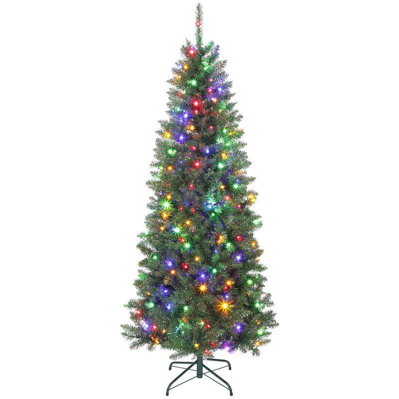 Albero di Natale Artificiale 180 cm 899 Rami con 250 Luci LED Bianche e Colorate 9 Modalità Verde      