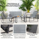 Set Salotto da Esterno con Divano 2 Posti 2 Sedie e Tavolino da Caffè Metallo e Texteline Grigio Chiaro      