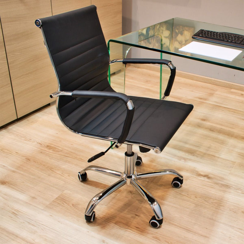 Sedia Poltrona Direzionale da Ufficio in Similpelle Itamoby Lux B Nera