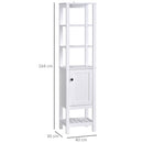 Mobile Alto da Bagno 1 Anta 4 Ripiani 40x35x164 cm in Truciolare  Bianco