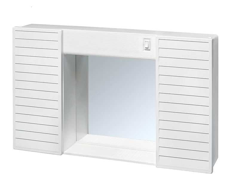 Mobiletto Specchiera da Bagno 2 Ante in PVC 58x37x12cm con Luce Forlani Funny Bianco