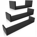 Set 3 mensole a forma di u 30-40-50 cm Portaoggetti da parete Neri