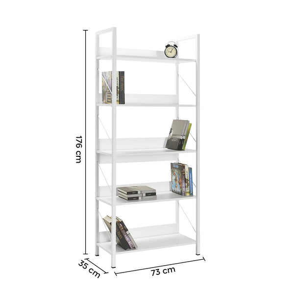 prezzo Libreria in Legno 73x176x35 cm Scaffale 5 Ripiani per Ufficio Bianco