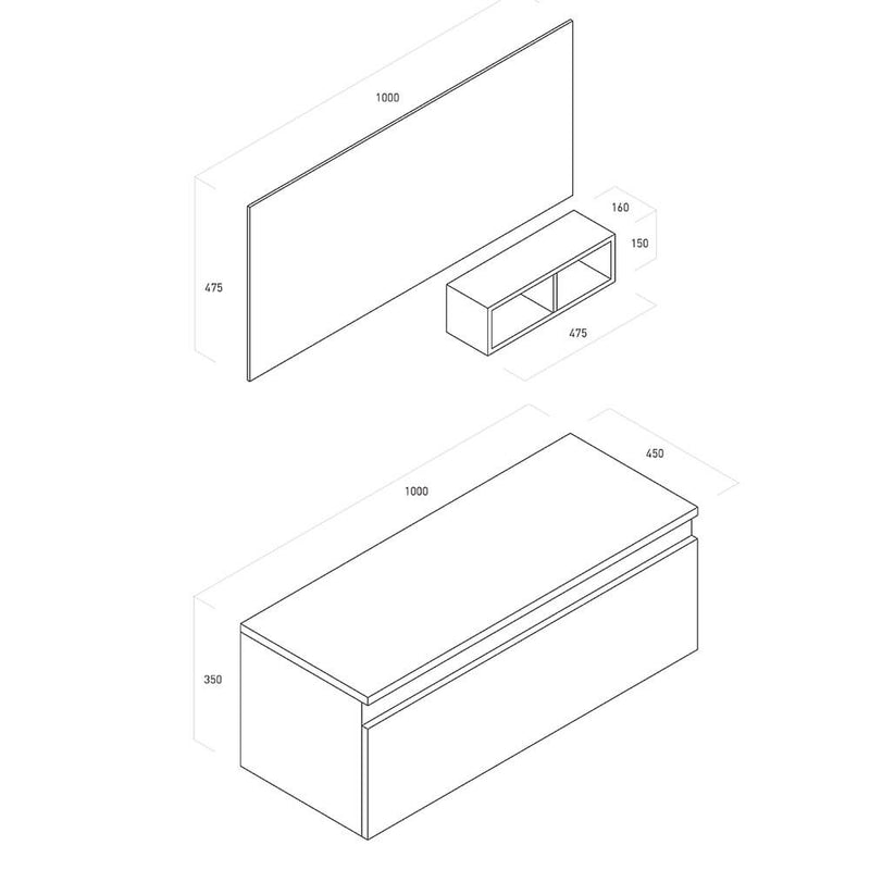Mobile da Bagno sospeso Ibiza 14 Grigio Opaco Laccato TFT