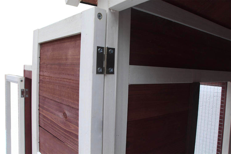 Pollaio da Giardino 122x63x92 cm Per 3 Galline in Legno Rosso e Bianco