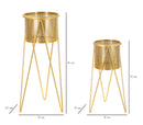 Porta Vasi Glat Coppia 21x20x46 cm - 18x18x32 cm in Ferro Oro      