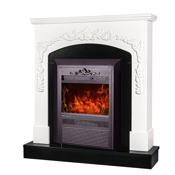 sconto Camino Elettrico da Pavimento 97,5x90x25 cm Effetto Fiamma 2000W Casanova & Cristina Bianco/nero