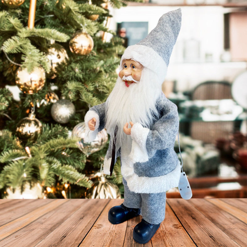 Pupazzo Babbo Natale H40 cm con Minilucciole Grigio