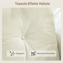 Divano 2 Posti Design Moderno 124x73x92 cm Schienale Trapuntato a Bottoni e Rivestimento in Velluto Crema   