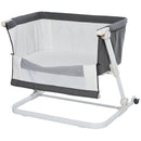 Culla Fianco Letto Pieghevole 0-5 Mesi 94x64x72-80 cm in Alluminio e Cotone  Bianco e Grigio